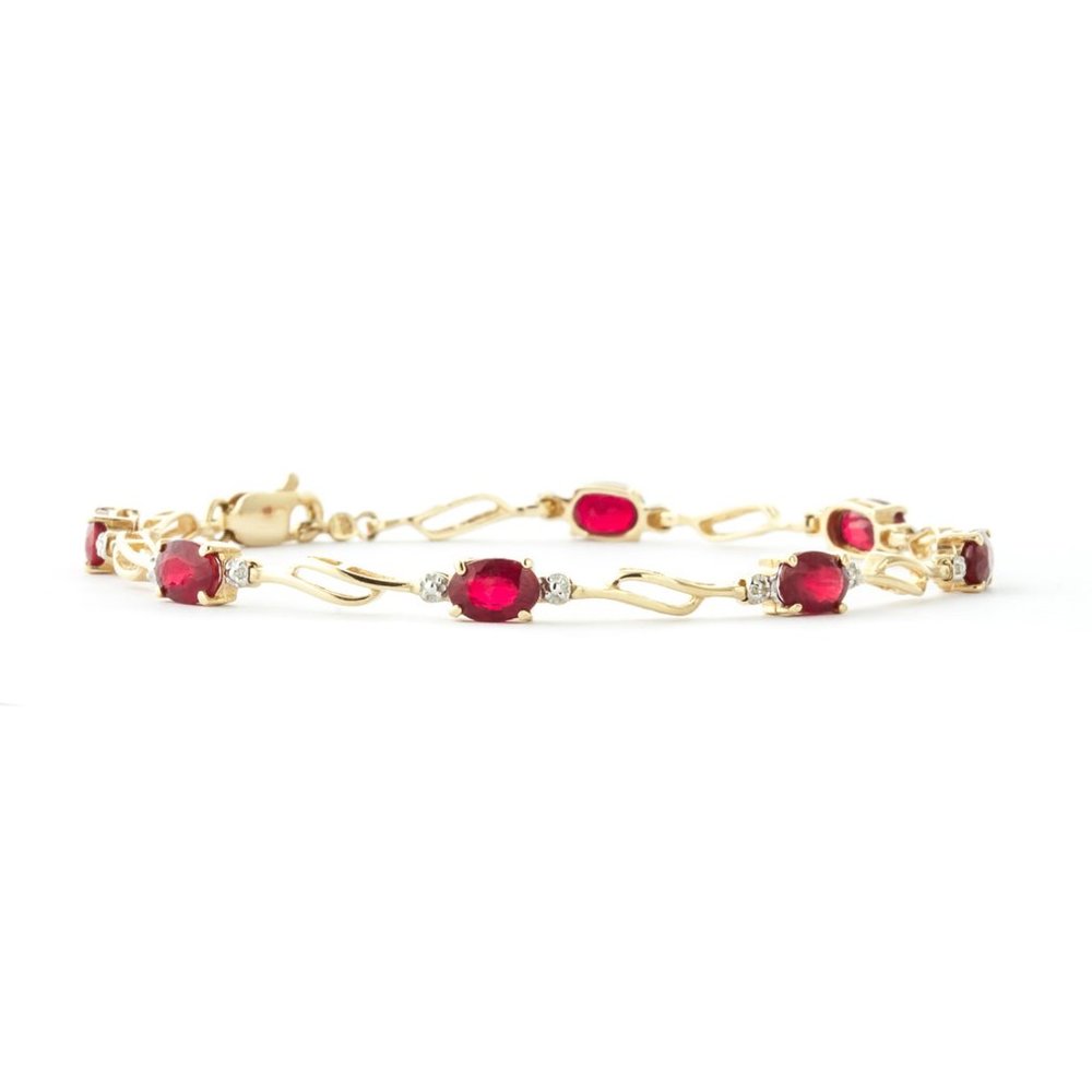 14k Gold Tennis Bracelet Rubies & Diamonds - Picture 4 of 9